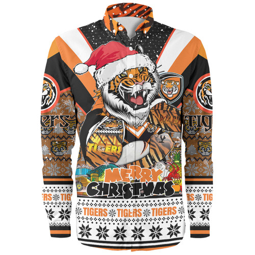 Wests Tigers Christmas Custom Long Sleeve Shirt - Tigers Santa Aussie Big Things Long Sleeve Shirt