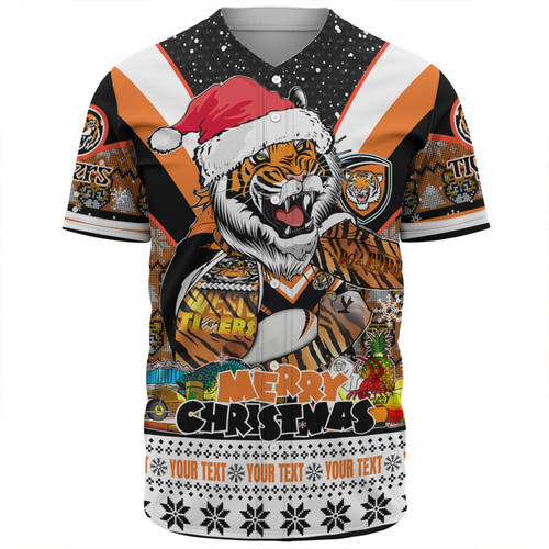 Wests Tigers Christmas Custom Baseball Shirt - Tigers Santa Aussie Big Things Baseball Shirt Wests Tigers Christmas Custom Baseball Shirt - Tigers Santa Aussie Big Things Baseball Shirt