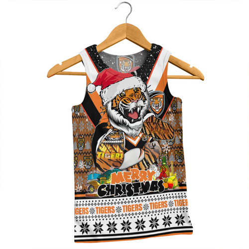 Wests Tigers Christmas Custom Men Singlet - Tigers Santa Aussie Big Things Men Singlet