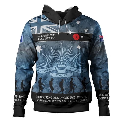 Australia Anzac Day Hoodie - Australia and New Zealand Warriors All gave some Some Gave All Blue Hoodie