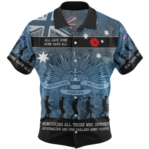 Australia Anzac Day Hawaiian Shirt - Australia and New Zealand Warriors All gave some Some Gave All Blue Hawaiian Shirt