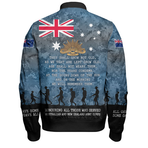 Australia Anzac Day Bomber Jacket - Australia and New Zealand Warriors All gave some Some Gave All Blue Bomber Jacket