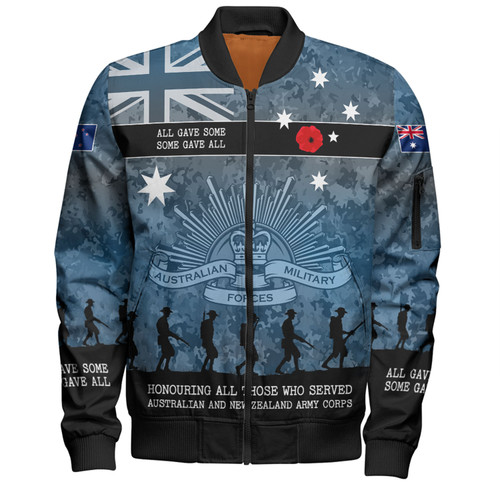 Australia Anzac Day Bomber Jacket - Australia and New Zealand Warriors All gave some Some Gave All Blue Bomber Jacket