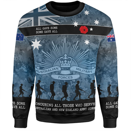 Australia Anzac Day Sweatshirt - Australia and New Zealand Warriors All gave some Some Gave All Blue Sweatshirt