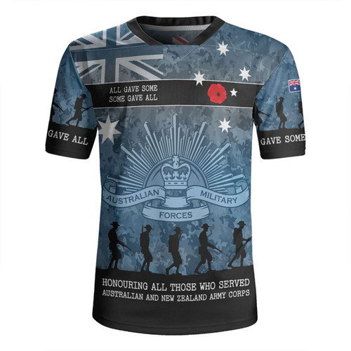 Australia Anzac Day Rugby Jersey - Australia and New Zealand Warriors All gave some Some Gave All Blue Rugby Jersey