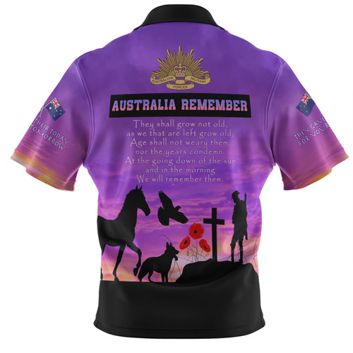 Australia Anzac Day Polo Shirt - In remembrance of all those who served on foot paw hoof and wing Polo Shirt Australia Anzac Day Polo Shirt - In remembrance of all those who served on foot paw hoof and wing Polo Shirt