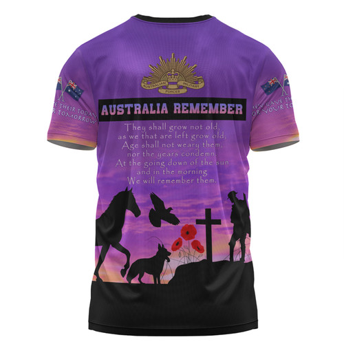 Australia Anzac Day T-shirt - In remembrance of all those who served on foot paw hoof and wing T-shirt Australia Anzac Day T-shirt - In remembrance of all those who served on foot paw hoof and wing T-shirt