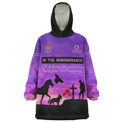 Australia Anzac Day Snug Hoodie - In remembrance of all those who served on foot paw hoof and wing Snug Hoodie