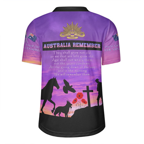 Australia Anzac Day Rugby Jersey - In remembrance of all those who served on foot paw hoof and wing Rugby Jersey