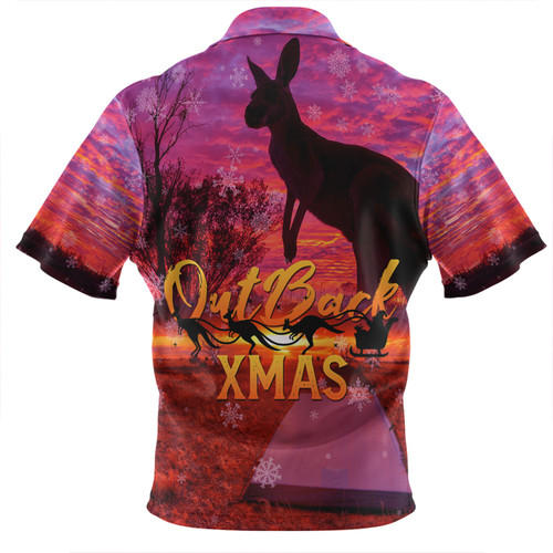 Australia Christmas Kangaroo Camping Zip Polo Shirt - Aussie Outback Merry Christmas Zip Polo Shirt Australia Christmas Kangaroo Camping Zip Polo Shirt - Aussie Outback Merry Christmas Zip Polo Shirt