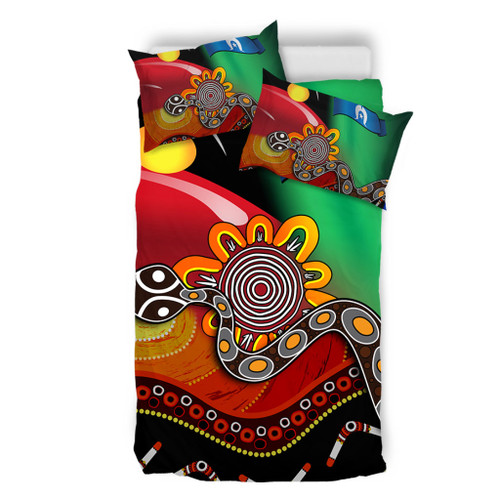 Australia Aboriginal Bedding Set - The Rainbow Serpent Dreamtime Give Shape To The Earth Bedding Set