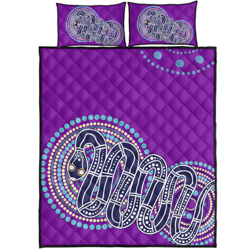 Australia Aboriginal Quilt Bed Set - Purple Rainbow Serpent Dreaming Inspired Quilt Bed Set Australia Aboriginal Quilt Bed Set - Purple Rainbow Serpent Dreaming Inspired Quilt Bed Set