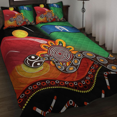 Australia Aboriginal Quilt Bed Set - The Rainbow Serpent Dreamtime Give Shape To The Earth Quilt Bed Set