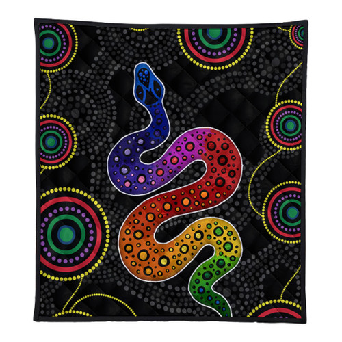 Australia Aboriginal Quilt - Indigenous Dreaming Rainbow Serpent Inspired Quilt Australia Aboriginal Quilt - Indigenous Dreaming Rainbow Serpent Inspired Quilt