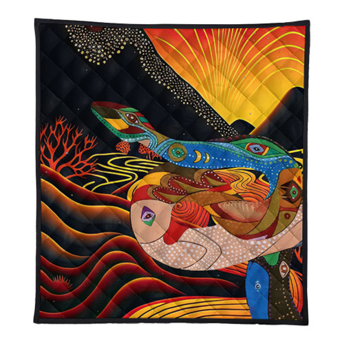 Australia Aboriginal Quilt - Rainbow Serpent In Aboriginal Dreaming Art Inspired Quilt Australia Aboriginal Quilt - Rainbow Serpent In Aboriginal Dreaming Art Inspired Quilt