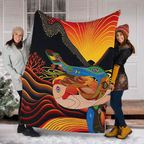 Australia Aboriginal Blanket - Rainbow Serpent In Aboriginal Dreaming Art Inspired Blanket Australia Aboriginal Blanket - Rainbow Serpent In Aboriginal Dreaming Art Inspired Blanket
