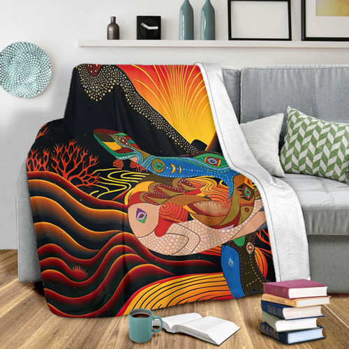 Australia Aboriginal Blanket - Rainbow Serpent In Aboriginal Dreaming Art Inspired Blanket Australia Aboriginal Blanket - Rainbow Serpent In Aboriginal Dreaming Art Inspired Blanket