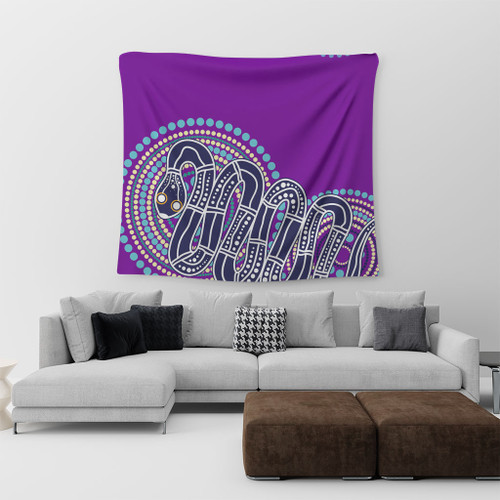 Australia Aboriginal Tapestry - Purple Rainbow Serpent Dreaming Inspired Tapestry