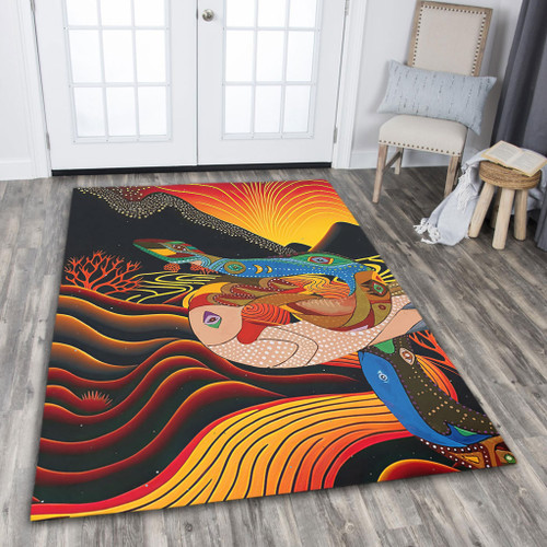 Australia Aboriginal Area Rug - Rainbow Serpent In Aboriginal Dreaming Art Inspired Area Rug Australia Aboriginal Area Rug - Rainbow Serpent In Aboriginal Dreaming Art Inspired Area Rug