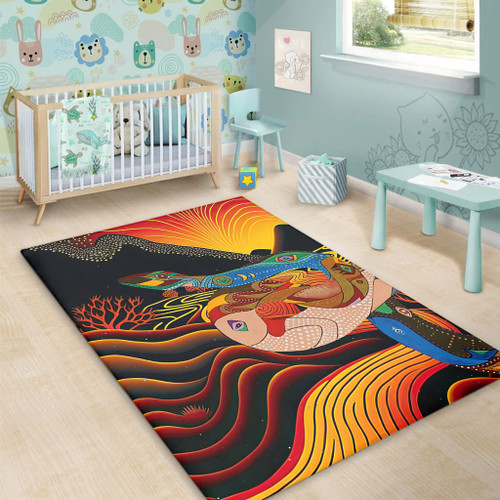 Australia Aboriginal Area Rug - Rainbow Serpent In Aboriginal Dreaming Art Inspired Area Rug Australia Aboriginal Area Rug - Rainbow Serpent In Aboriginal Dreaming Art Inspired Area Rug