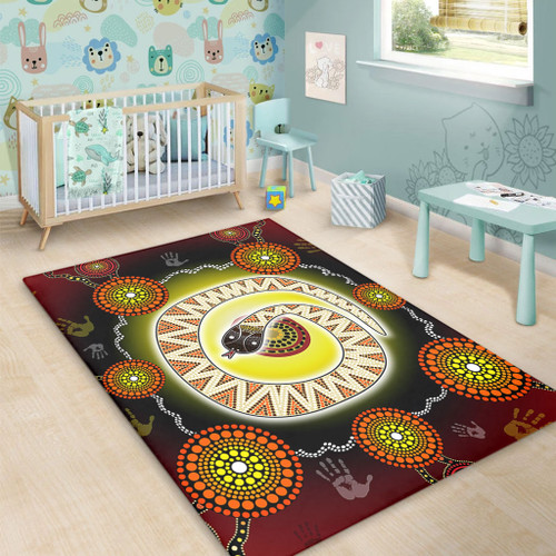 Australia Aboriginal Area Rug - The Rainbow Serpent Dreaming Spirit Art Area Rug Australia Aboriginal Area Rug - The Rainbow Serpent Dreaming Spirit Art Area Rug