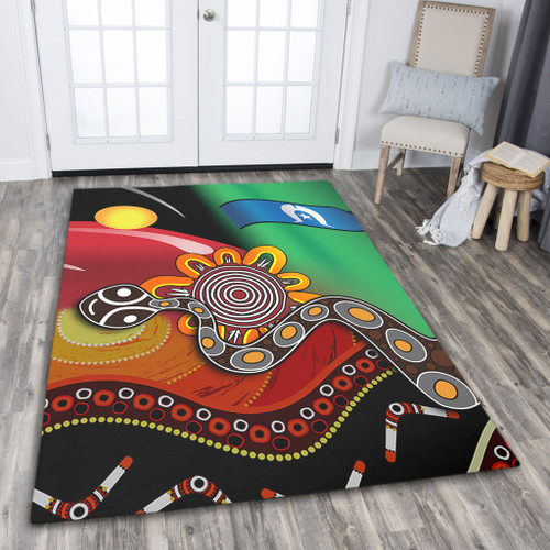 Australia Aboriginal Area Rug - The Rainbow Serpent Dreamtime Give Shape To The Earth Area Rug Australia Aboriginal Area Rug - The Rainbow Serpent Dreamtime Give Shape To The Earth Area Rug