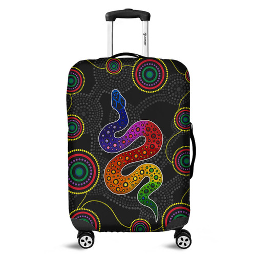 Australia Aboriginal Luggage Cover - Indigenous Dreaming Rainbow Serpent Inspired Luggage Cover Australia Aboriginal Luggage Cover - Indigenous Dreaming Rainbow Serpent Inspired Luggage Cover