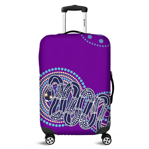 Australia Aboriginal Luggage Cover - Purple Rainbow Serpent Dreaming Inspired Luggage Cover Australia Aboriginal Luggage Cover - Purple Rainbow Serpent Dreaming Inspired Luggage Cover