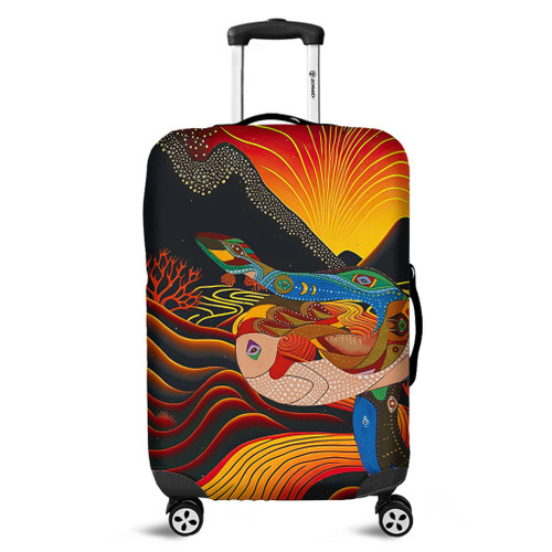Australia Aboriginal Luggage Cover - Rainbow Serpent In Aboriginal Dreaming Art Inspired Luggage Cover Australia Aboriginal Luggage Cover - Rainbow Serpent In Aboriginal Dreaming Art Inspired Luggage Cover
