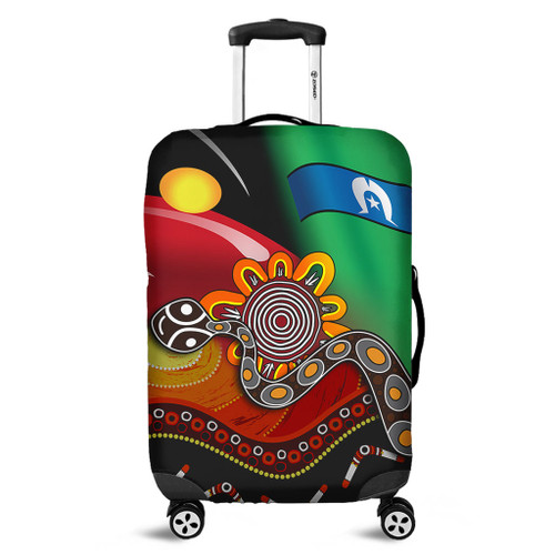 Australia Aboriginal Luggage Cover - The Rainbow Serpent Dreamtime Give Shape To The Earth Luggage Cover Australia Aboriginal Luggage Cover - The Rainbow Serpent Dreamtime Give Shape To The Earth Luggage Cover