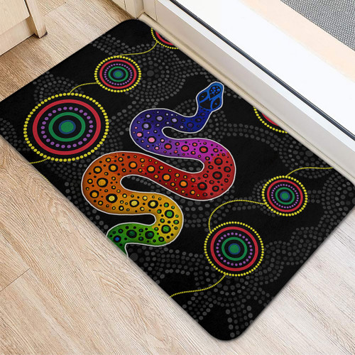 Australia Aboriginal Doormat - Indigenous Dreaming Rainbow Serpent Inspired Doormat Australia Aboriginal Doormat - Indigenous Dreaming Rainbow Serpent Inspired Doormat