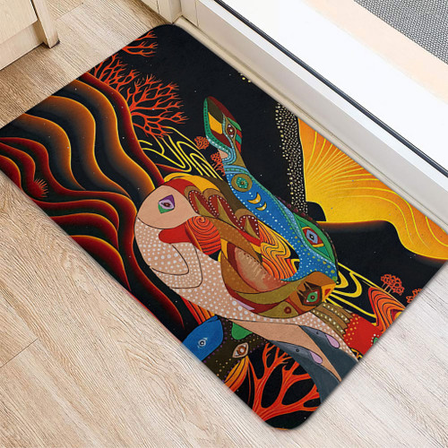 Australia Aboriginal Doormat - Rainbow Serpent In Aboriginal Dreaming Art Inspired Doormat Australia Aboriginal Doormat - Rainbow Serpent In Aboriginal Dreaming Art Inspired Doormat