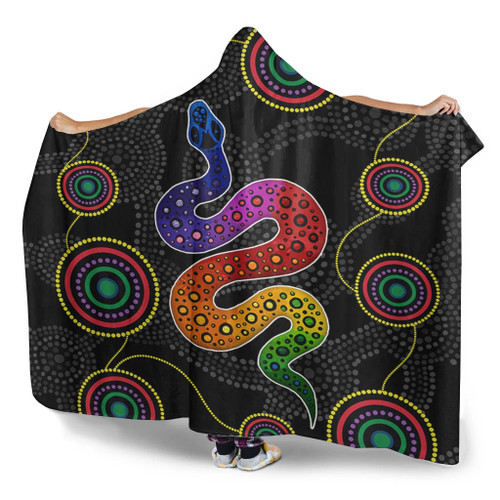 Australia Aboriginal Hooded Blanket - Indigenous Dreaming Rainbow Serpent Inspired Hooded Blanket Australia Aboriginal Hooded Blanket - Indigenous Dreaming Rainbow Serpent Inspired Hooded Blanket
