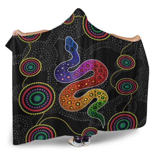 Australia Aboriginal Hooded Blanket - Indigenous Dreaming Rainbow Serpent Inspired Hooded Blanket Australia Aboriginal Hooded Blanket - Indigenous Dreaming Rainbow Serpent Inspired Hooded Blanket