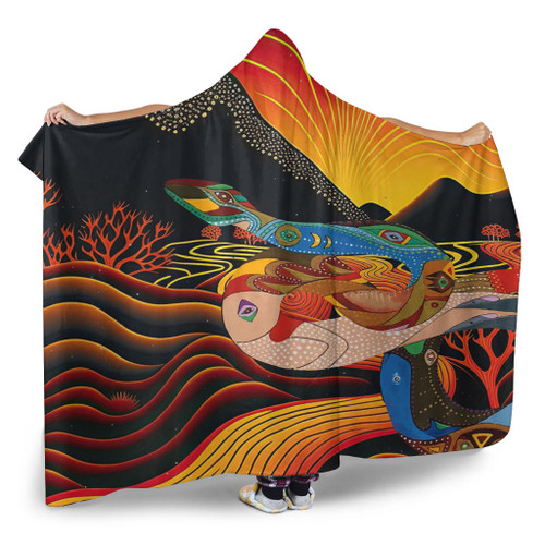 Australia Aboriginal Hooded Blanket - Rainbow Serpent In Aboriginal Dreaming Art Inspired Hooded Blanket Australia Aboriginal Hooded Blanket - Rainbow Serpent In Aboriginal Dreaming Art Inspired Hooded Blanket