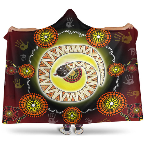 Australia Aboriginal Hooded Blanket - The Rainbow Serpent Dreaming Spirit Art Hooded Blanket