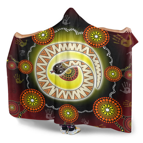 Australia Aboriginal Hooded Blanket - The Rainbow Serpent Dreaming Spirit Art Hooded Blanket Australia Aboriginal Hooded Blanket - The Rainbow Serpent Dreaming Spirit Art Hooded Blanket