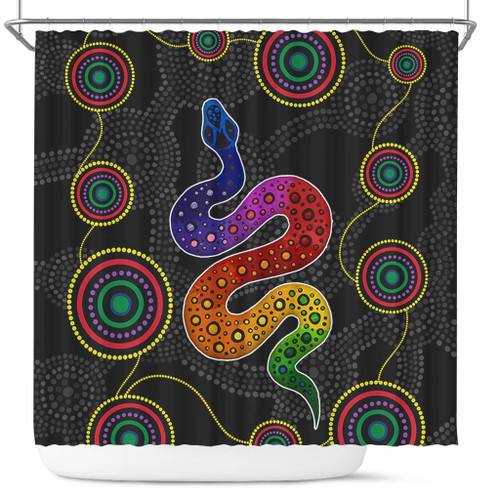 Australia Aboriginal Shower Curtain - Indigenous Dreaming Rainbow Serpent Inspired Shower Curtain Australia Aboriginal Shower Curtain - Indigenous Dreaming Rainbow Serpent Inspired Shower Curtain