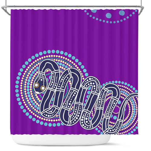 Australia Aboriginal Shower Curtain - Purple Rainbow Serpent Dreaming Inspired Shower Curtain