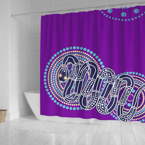 Australia Aboriginal Shower Curtain - Purple Rainbow Serpent Dreaming Inspired Shower Curtain