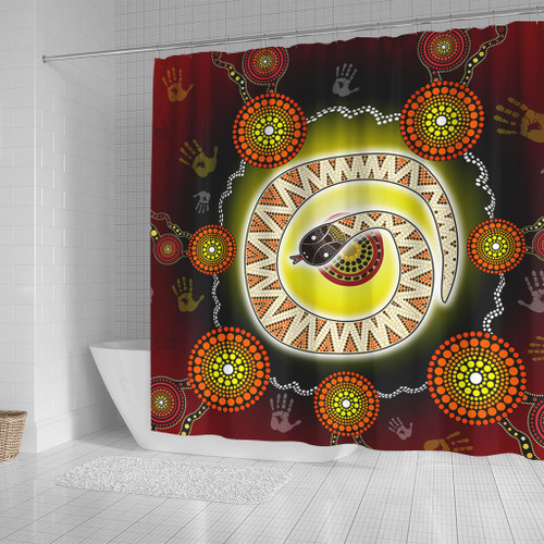 Australia Aboriginal Shower Curtain - The Rainbow Serpent Dreaming Spirit Art Shower Curtain Australia Aboriginal Shower Curtain - The Rainbow Serpent Dreaming Spirit Art Shower Curtain