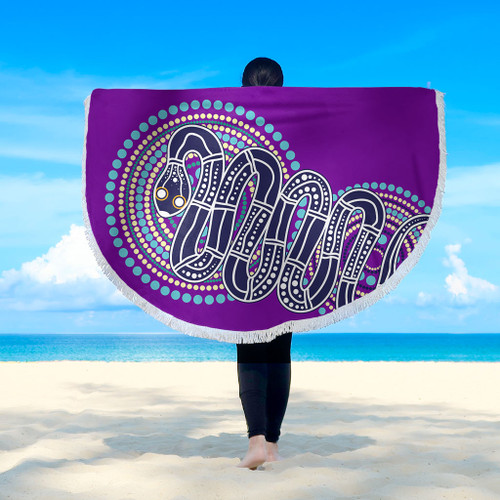 Australia Aboriginal Beach Blanket - Purple Rainbow Serpent Dreaming Inspired Beach Blanket Australia Aboriginal Beach Blanket - Purple Rainbow Serpent Dreaming Inspired Beach Blanket