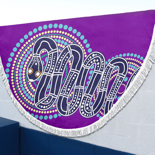 Australia Aboriginal Beach Blanket - Purple Rainbow Serpent Dreaming Inspired Beach Blanket Australia Aboriginal Beach Blanket - Purple Rainbow Serpent Dreaming Inspired Beach Blanket