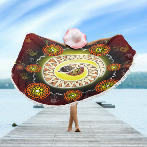 Australia Aboriginal Beach Blanket - The Rainbow Serpent Dreaming Spirit Art Beach Blanket Australia Aboriginal Beach Blanket - The Rainbow Serpent Dreaming Spirit Art Beach Blanket