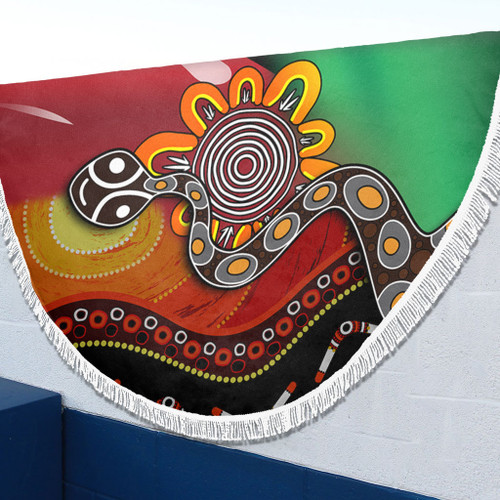 Australia Aboriginal Beach Blanket - The Rainbow Serpent Dreamtime Give Shape To The Earth Beach Blanket Australia Aboriginal Beach Blanket - The Rainbow Serpent Dreamtime Give Shape To The Earth Beach Blanket