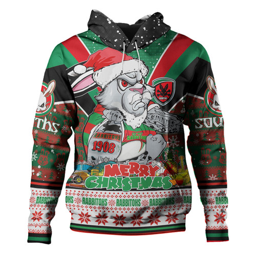 South Sydney Rabbitohs Custom Hoodie - South Sydney Rabbitohs Santa Aussie Big Things Hoodie