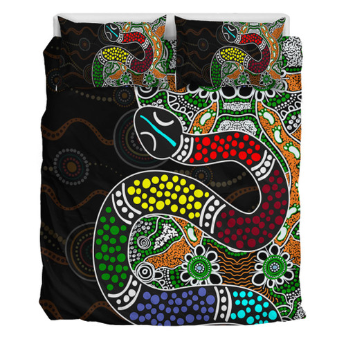 Australia Rainbow Serpent Aboriginal Bedding Set - Dreamtime Rainbow Serpent Contemporary Bedding Set Australia Rainbow Serpent Aboriginal Bedding Set - Dreamtime Rainbow Serpent Contemporary Bedding Set