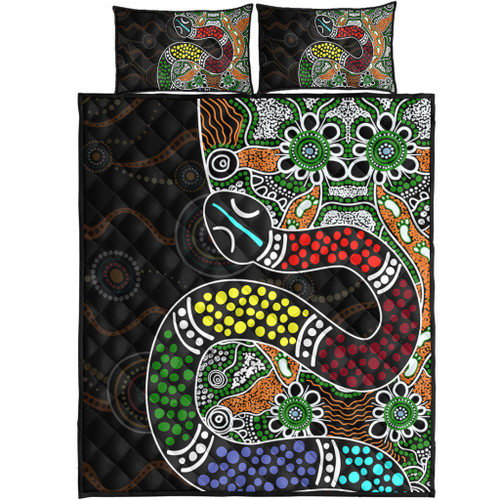 Australia Rainbow Serpent Aboriginal Quilt Bed Set - Dreamtime Rainbow Serpent Contemporary Quilt Bed Set Australia Rainbow Serpent Aboriginal Quilt Bed Set - Dreamtime Rainbow Serpent Contemporary Quilt Bed Set