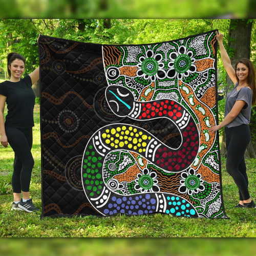 Australia Rainbow Serpent Aboriginal Quilt - Dreamtime Rainbow Serpent Contemporary Quilt Australia Rainbow Serpent Aboriginal Quilt - Dreamtime Rainbow Serpent Contemporary Quilt