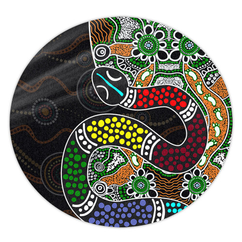 Australia Rainbow Serpent Aboriginal Round Rug - Dreamtime Rainbow Serpent Contemporary Round Rug Australia Rainbow Serpent Aboriginal Round Rug - Dreamtime Rainbow Serpent Contemporary Round Rug